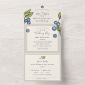 Chic Blueberries All in One Wedding Invite Uitnodiging (Binnen)
