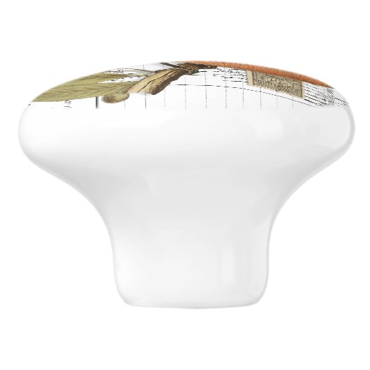 Chic Bluebird on Branch French Script Knob Keramische Knop (Zijkant)