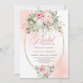 Chic Blush and Gold Bridal Shower Invitation Kaart (Voorkant)
