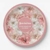 Chic blush and gold floral 50th birthday plate papieren bordje (Voorkant)