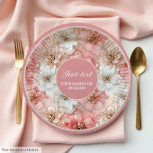 Chic blush and gold floral 50th birthday plate papieren bordje