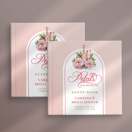 Chic blush and gold petals prosecco guest album gastenboek