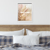 Chic Blush Beige Boho Bloemen Canvas Afdruk (Insitu (Slaapkamer))