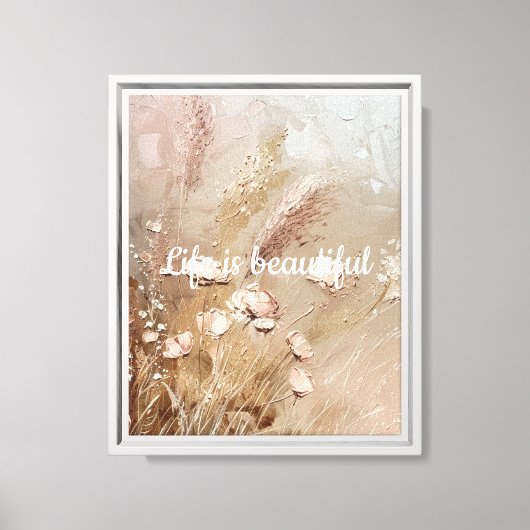 Chic Blush Beige Boho Bloemen Canvas Afdruk (Voorkant)