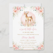 Chic Blush Bloemen Baby Herten Fawn Meisje Baby sh Kaart (Voorkant)