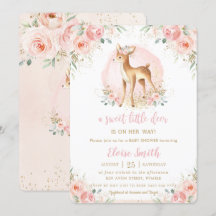 Chic Blush Bloemen Baby Herten Fawn Meisje Baby sh