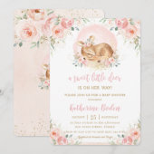 Chic Blush Bloemen Baby Herten Meisje Baby shower Kaart (Voorkant / Achterkant)