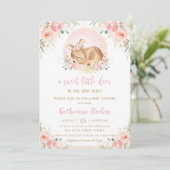 Chic Blush Bloemen Baby Herten Meisje Baby shower Kaart (Staand voorkant)