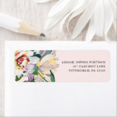 Chic Blush Bloemen Boeket Huwelijk Mailing Label (Insitu)