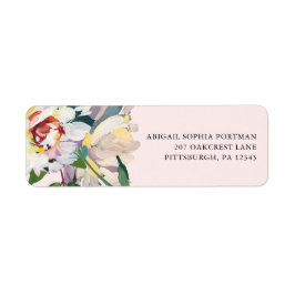 Chic Blush Bloemen Boeket Huwelijk Mailing Label