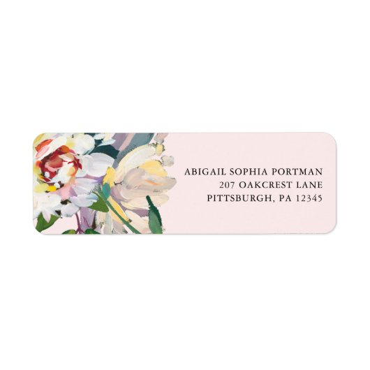 Chic Blush Bloemen Boeket Huwelijk Mailing Label (Voorkant)