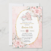 Chic Blush Bloemen Pampas Tea Party Baby shower Kaart (Voorkant)