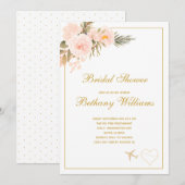 Chic Blush Bloemen Reizen Bruids Douche Uitnodigin Kaart (Voorkant / Achterkant)