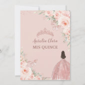 Chic Blush Bloemen Roos Goud Quinceañera Princess Kaart (Achterkant)