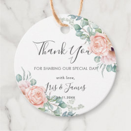 Chic Blush Bloemen Rozen Groen Bruiloft Dank u Bedankjes Labels