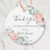 Chic Blush Bloemen Rozen Groen Bruiloft Dank u Bedankjes Labels (Voorkant)