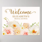 Chic Blush Bloemen Vrijgezellenfeest Welkom Poster (Voorkant)