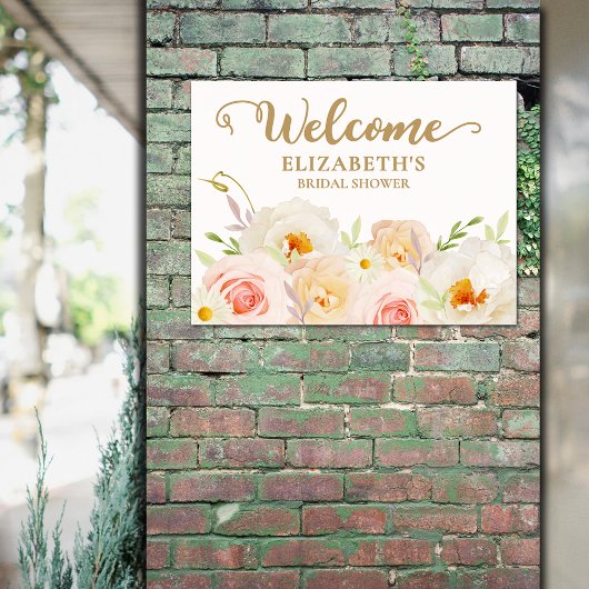 Chic Blush Bloemen Vrijgezellenfeest Welkom Poster