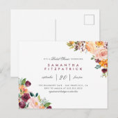 Chic Blush & Bourgogne Bloemen Vrijgezellenfeest Uitnodiging Briefkaart (Voorkant / Achterkant)