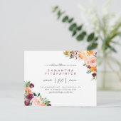 Chic Blush & Bourgogne Bloemen Vrijgezellenfeest Uitnodiging Briefkaart (Staand voorkant)