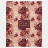 Chic Blush Bourgogne Gouden Waterverf Boho Custom Fleece Deken (Voorkant)