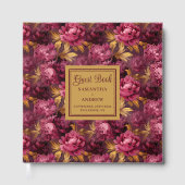 Chic Blush Bourgondië Gold Wedding Guest Book Gastenboek (Voorkant)