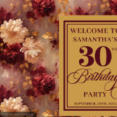 Chic Blush Bourgondië Goud 30e verjaardag Achtergr Wandkleed