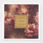 Chic Blush Bourgondië Goud Bloemen Trouwservetten Servet (Voorkant)