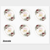 Chic Blush Burgundy 80ste Verjaardag Stickers (Vel)