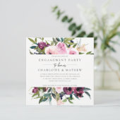 CHIC BLUSH BURGUNDY FLORAL BUNCH VRIJGEZELLENFEEST KAART (Staand voorkant)