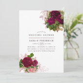  Chic Blush & Burgundy Wedding Shower Kaart (Staand voorkant)
