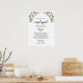 Chic Blush Cream Bloem Unplugged Ceremoniebord Poster (Keuken)