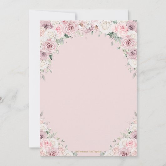 Chic Blush Dusty Pink Floral 50e 60e verjaardag Kaart (Achterkant)