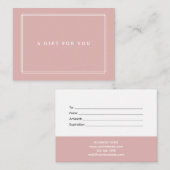 Chic Blush | Elegant Dusty Pink Cadeaubon Notitiekaartje (Voorkant / Achterkant)