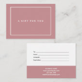Chic Blush | Elegant Dusty Roos Cadeaubon Notitiekaartje (Voorkant / Achterkant)