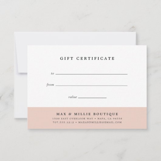 Chic Blush | Elegant Light Pink Gift Certificate (Achterkant)