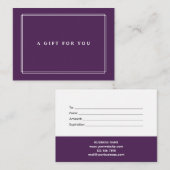 Chic Blush | Elegant Paars Gift Certificate Kaart Notitiekaartje (Voorkant / Achterkant)
