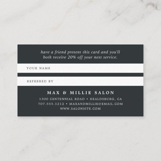 Chic Blush | Elegant roze en zwart Aanbevelingskaartje (Achterkant)