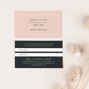 Chic Blush Elegant roze en zwart Aanbevelingskaartje