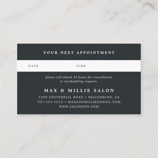 Chic Blush | Elegant roze en zwart Afsprakenkaartje (Achterkant)