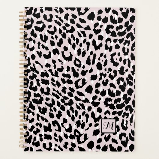 Chic Blush en Black Animal Print met Monogram Planner (Voorkant)
