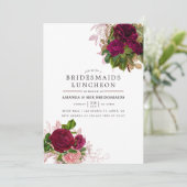  Chic Blush en Bourgogne Bridesmaids Luncheon Kaart (Staand voorkant)