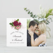  Chic Blush en Bourgondië Save the Date (Staand voorkant)