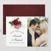  Chic Blush en Bourgondië Save the Date (Voorkant / Achterkant)