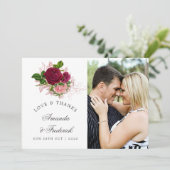  Chic Blush en Bourgondische bruiloft Bedankt (Staand voorkant)