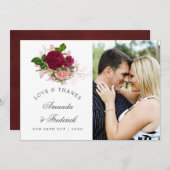  Chic Blush en Bourgondische bruiloft Bedankt (Voorkant / Achterkant)