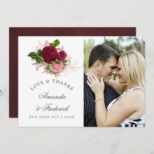  Chic Blush en Bourgondische bruiloft Bedankt (Voorkant / Achterkant)