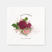  Chic Blush en Bourgondische bruiloft Servet (Voorkant)