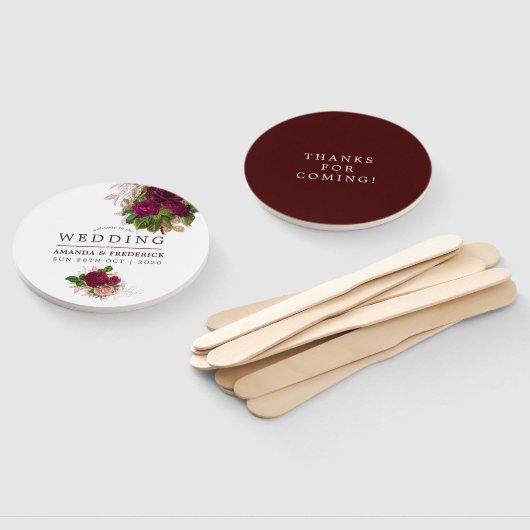  Chic Blush en Burgundy Wedding Favor Handwaaier (Niet-gemonteerd)