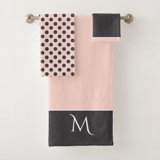 Chic Blush en Gray Bath Towel Set Bad Handdoek (Insitu)